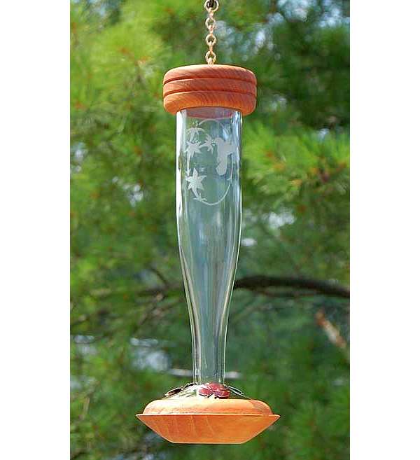 Paradise Etched Crystal Clear Hummingbird Lantern